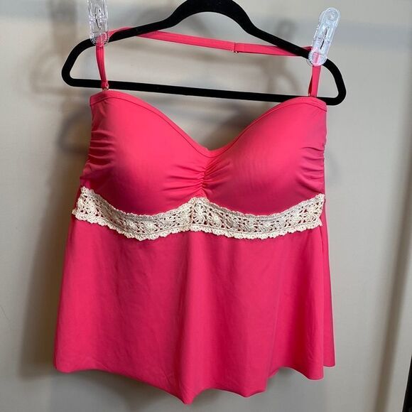 Swimsuits For All pink crochet detailing tankini size 20 - Picture 1 of 8